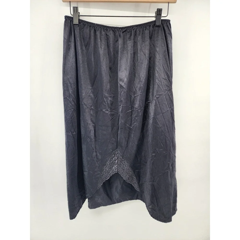 Vanity Fair Vintage Black Lace Trim Half Slip Skirt‎ Lingerie Style XL 30in